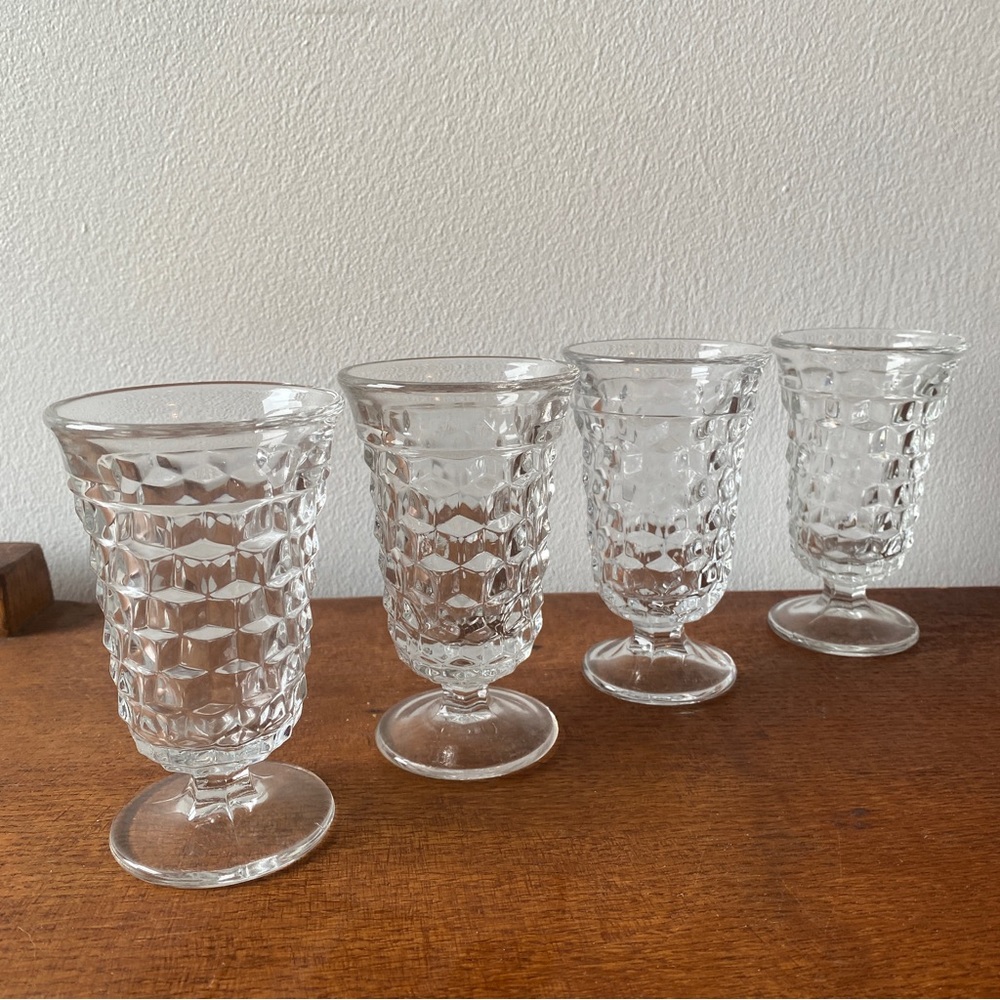 Vintage Fostoria American Footed drink glass set of 4 water wine juice cube
